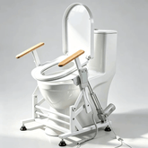 Electric Sit to Stand Lift Toilet Seat with Wooden Arms