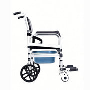 Wheelchair with blue seat on a white background