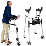 Foldable Stand-Up Upright Rollator Walker with Armrest Pad