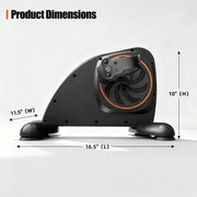 Dimension diagram of the motorized arm and leg pedal exerciser showing a 16.5-inch length, 11.5-inch width, and 10-inch height.