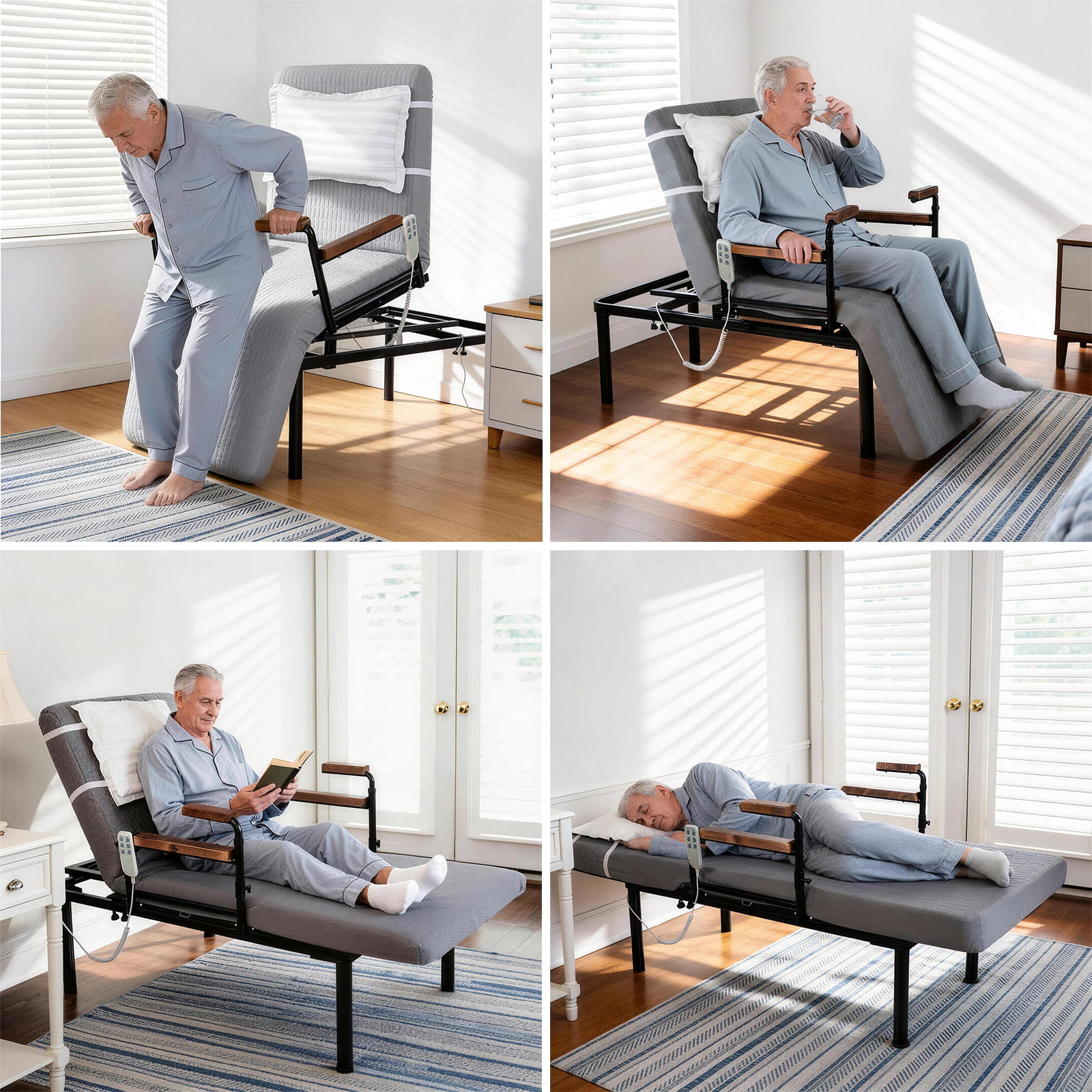 LivingCaring™ Power Lift Bed | 4-in-1 Electric Sit-to-Stand Chair Bed
