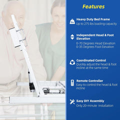 Twin XL Adjustable Bed Frame with Head and Foot Incline