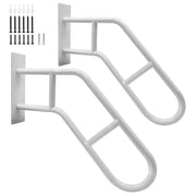 White wall mounted metal stair handrail for outdoor steps and porch