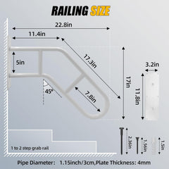 Heavy Duty Metal Handrail for Porch Steps - Weatherproof - Living Caring