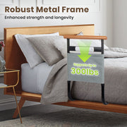 Adjustable Bed Safety Rail with Motion Sensor Night Light & Storage Pocket