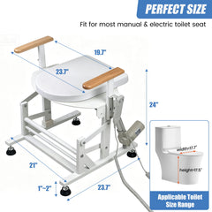 Electric Sit to Stand Lift Toilet Seat with Wooden Arms