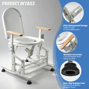 Electric Sit to Stand Lift Toilet Seat with Wooden Arms